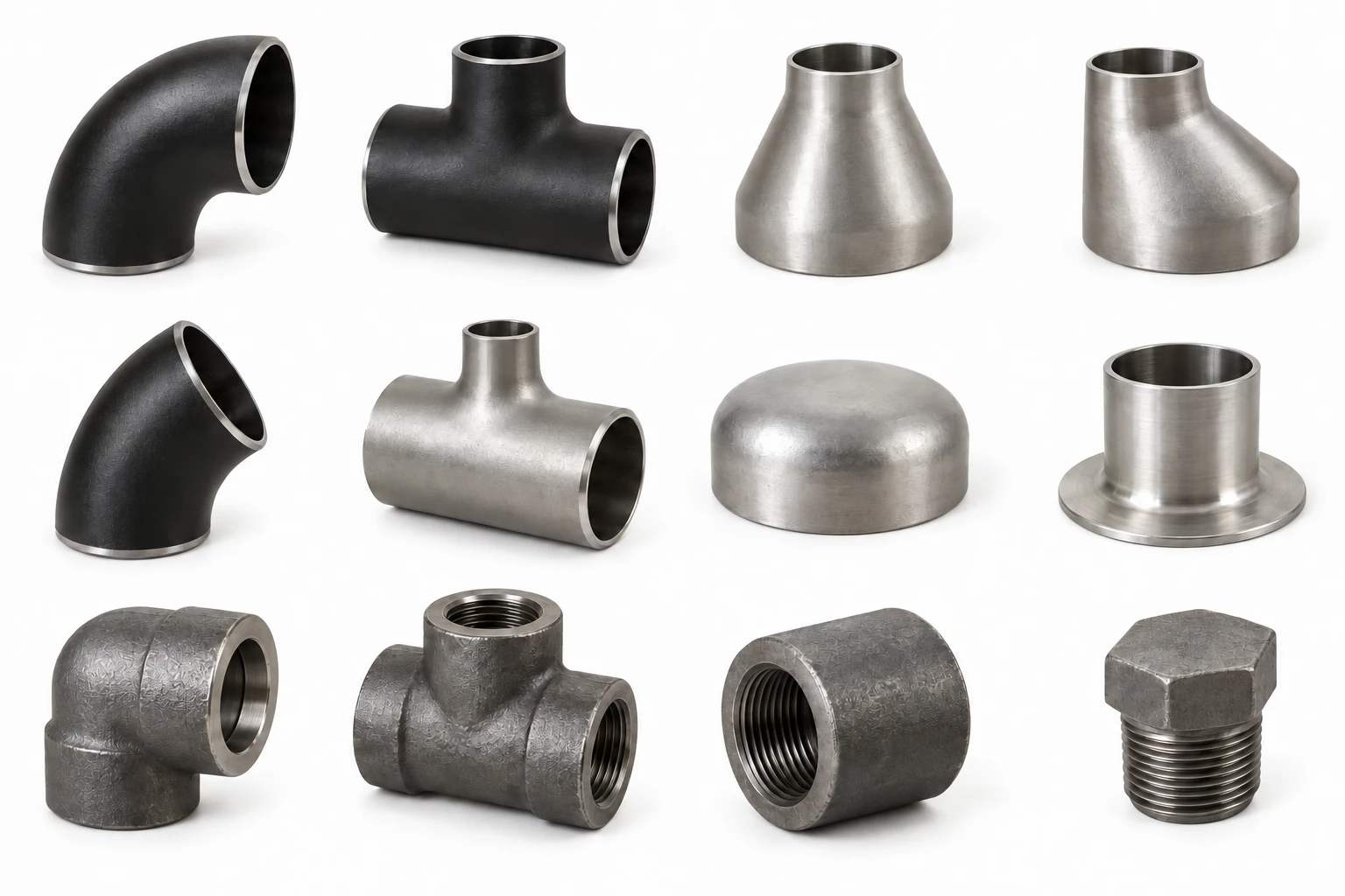 Pipe Fittings collection: Wrought butt-weld and compact forged fittings.