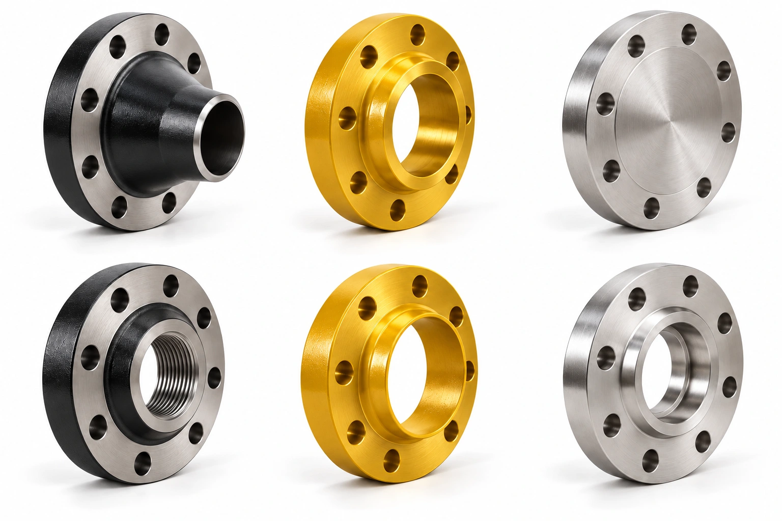 Flanges collection: Weld neck, slip-on, blind and companion styles.